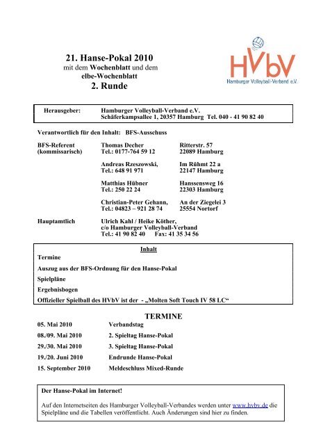 21. Hanse-Pokal 2010 2. Runde - HVbV