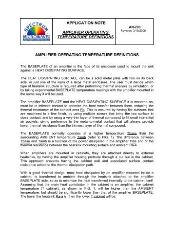 Amplifier Operating Temperature Definitions