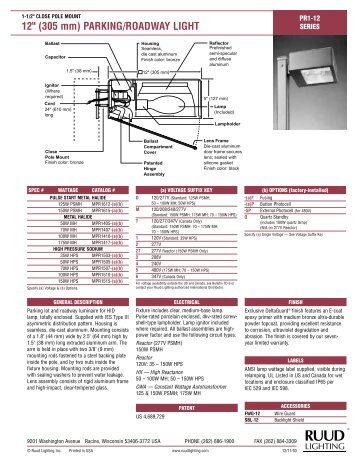 Spec Sheet - Ruud Lighting Direct