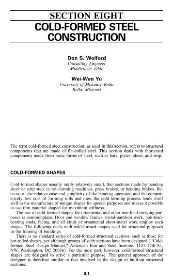 Section 8 Cold-Formed Steel Construction.pdf - eBooks Narotama