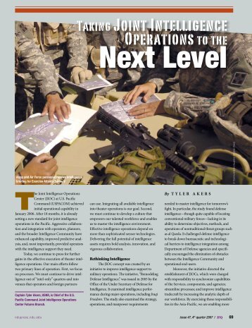 Joint Intelligence Operations Next Level - Defense Technical ...