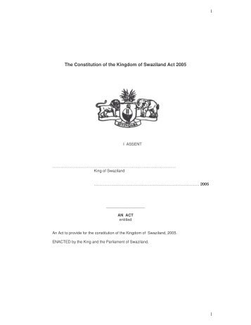 constitution of the kingdom of swaziland 2005 - ACE Electoral ...