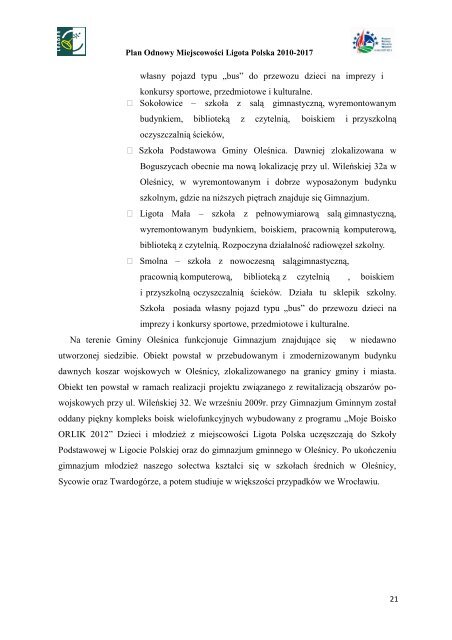 Plan odnowy miejscowoÅci - UrzÄd Gminy OleÅnica