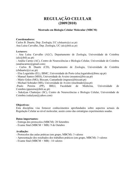 REG CEL Prog 2009v3 - Universidade de Coimbra