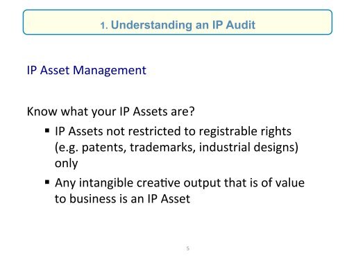 Conduc-ng an IP Audit and Managing IP Assets - agepi