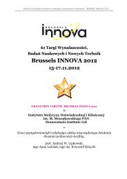 wykaz medali BRUSSELS INNOVA 2012