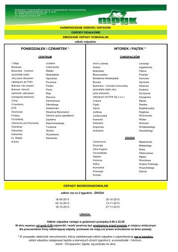 Harmonogram odbioru odpadów z ogrodów ... - Świętochłowice