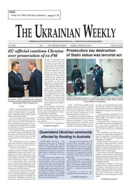2010: the year in review - The Ukrainian Weekly