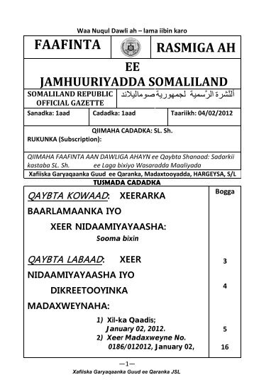 Issue 1 - Somaliland Law