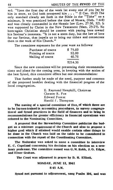 Reformed Presbyterian Minutes of Synod 1961 - Rparchives.org