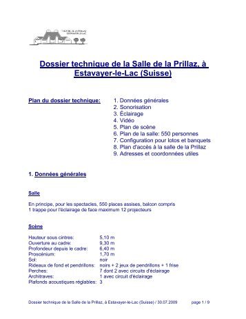 Dossier technique complet en format PDF - Estavayer-le-Lac