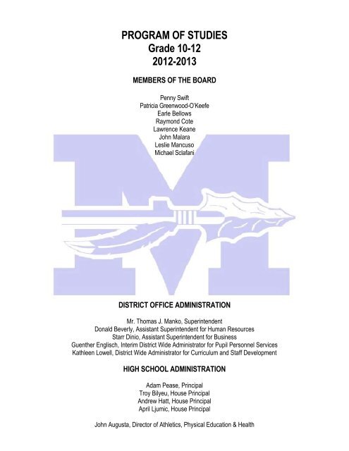 Grades 10 12 Program Of Studies Mahopac High School