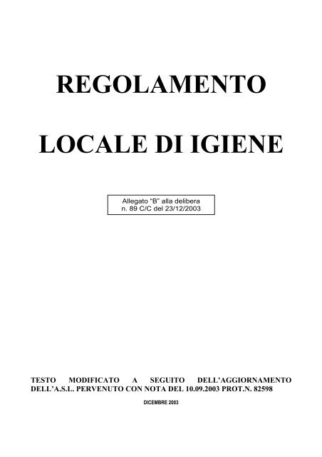 REGOLAMENTO LOCALE DI IGIENE - Comune di Nerviano