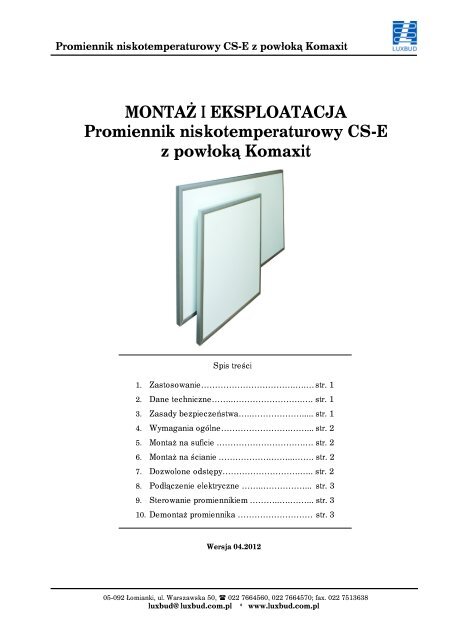 Promiennik E instrukcja - Luxbud