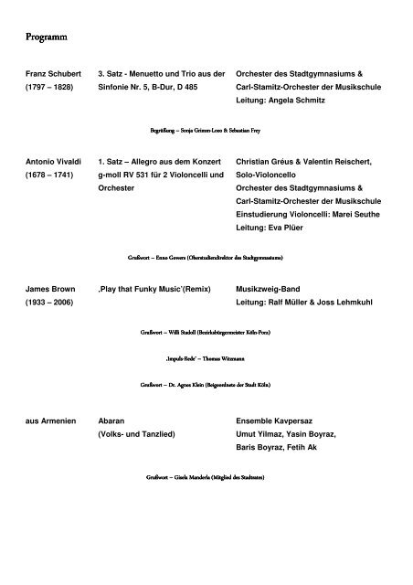 Programm - Stadtgymnasium KÃ¶ln-Porz