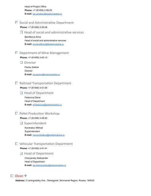 New Global Contacts - Severstal