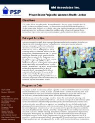 Private Sector Project for Women's Health - Jordan - Abt Associates