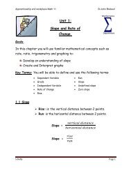 Unit 1: Slope and Rate of Change. - St John Brebeuf