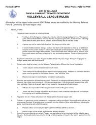 VOLLEYBALL LEAGUE RULES - City of Bellevue