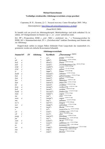 Vorläufiges strukturelles Ableitungsverzeichnis a ... - Nganasanica