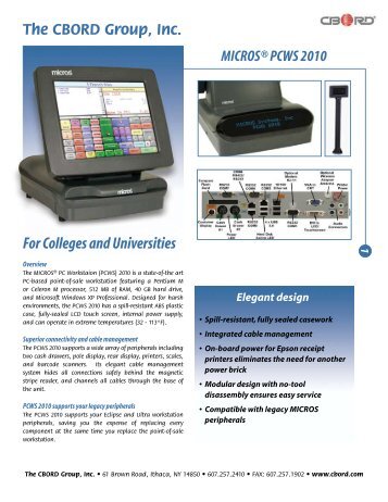 micros pcws 2010 - CBORD Solutions for Colleges and Universities