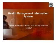 Health Management Information System - SIHFW Rajasthan