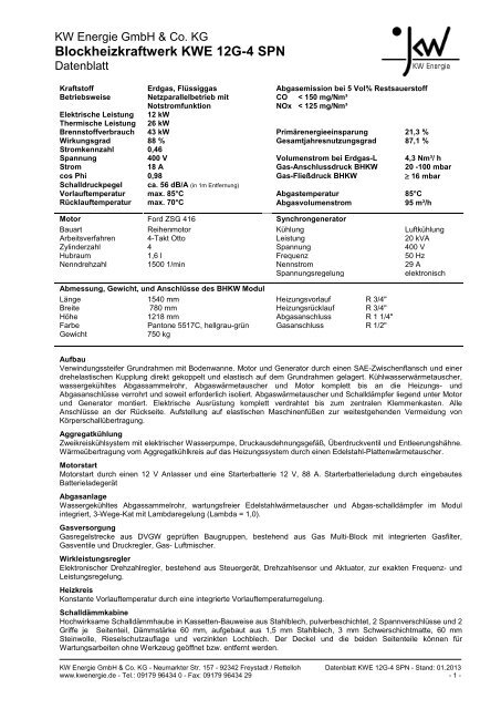 Blockheizkraftwerk KWE 12G-4 SPN