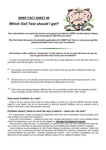 SWEP FACT SHEET #8 Which Soil Test should I get?