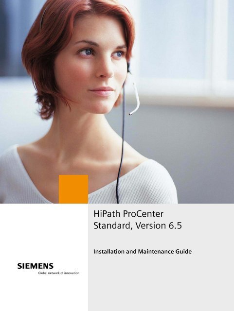 Installation and Maintenance Guide, HiPath ProCenter Standard