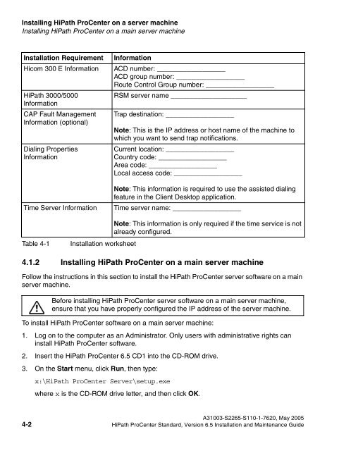 Installation and Maintenance Guide, HiPath ProCenter Standard