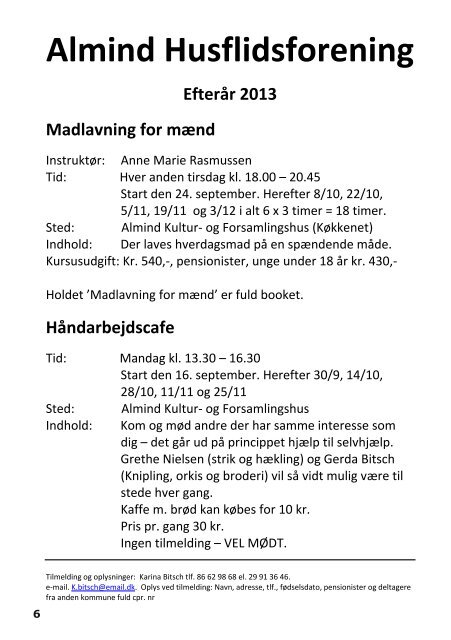 Kursusprogram efterÃ¥r 2013 - Husflidsmessen Kreativ Fritid