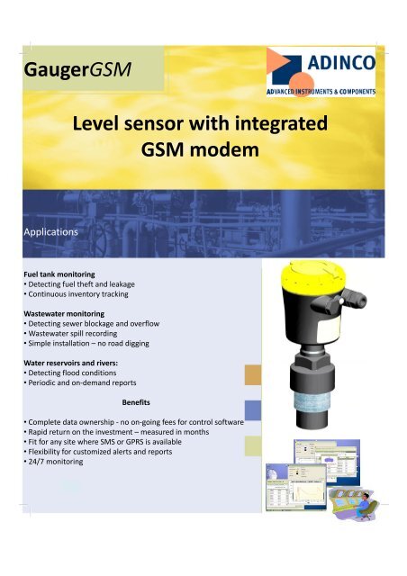 GaugerGSM Level sensor with integrated GSM modem