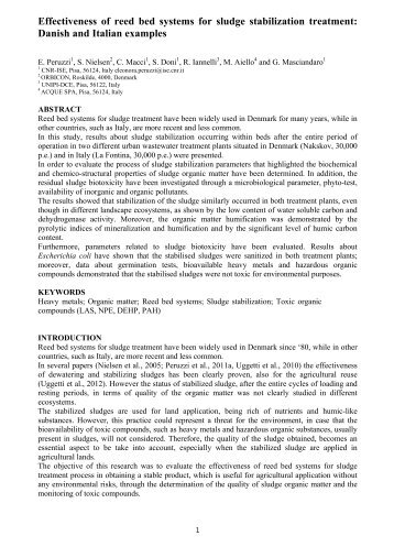 Effectiveness of reed bed systems for sludge stabilization treatment ...