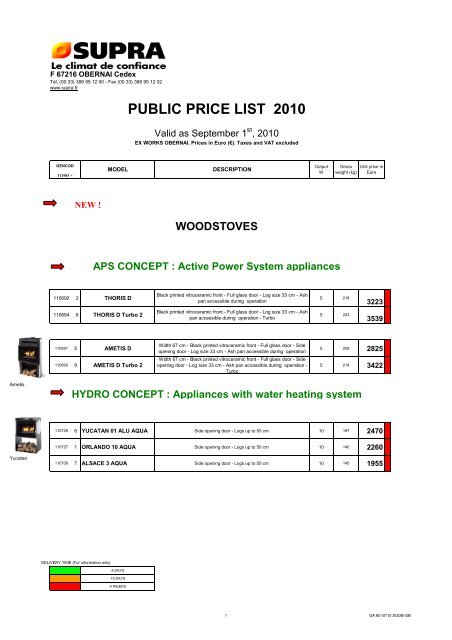 public price list 2010