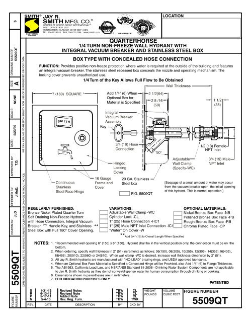 Submittal 5509QT Hydrant - Jay R. Smith MFG Co.