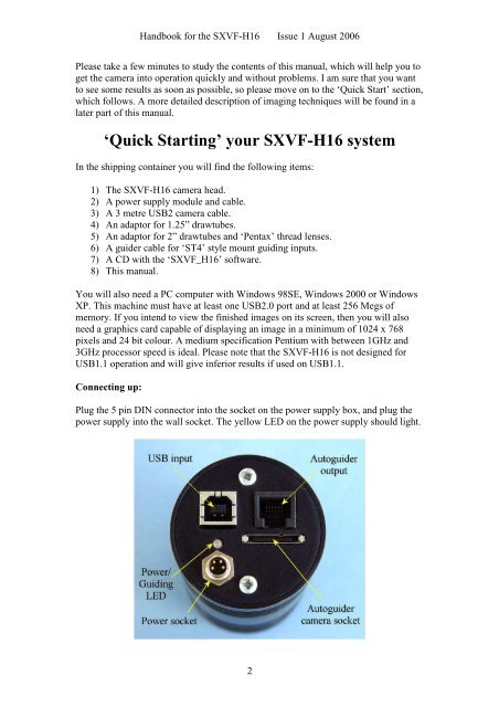SXVF-H16 handbook.pdf - Starlight Xpress