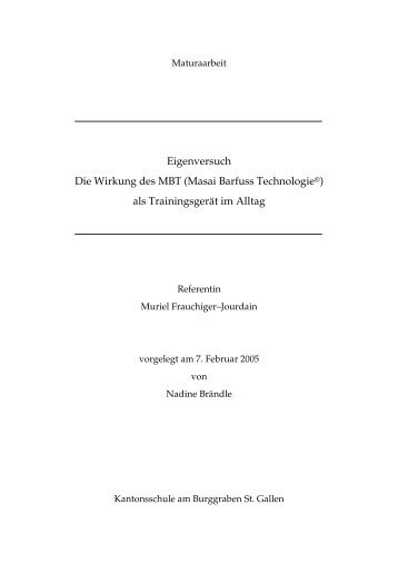 Eigenversuch Die Wirkung des MBT (Masai Barfuss ... - MBT-History