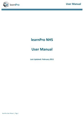 learnPro NHS User Manual - Better Blood Transfusion