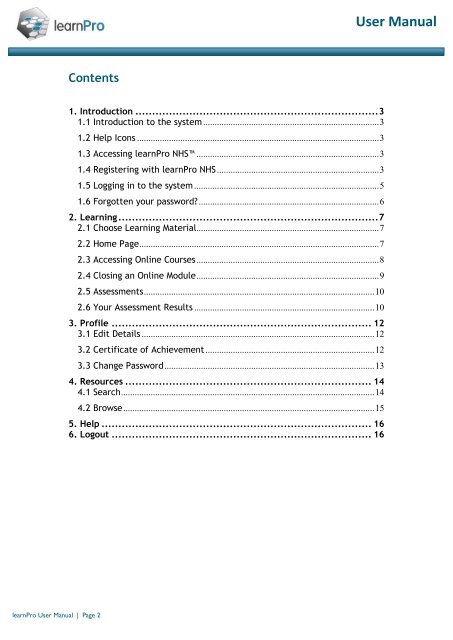 learnPro NHS User Manual - Better Blood Transfusion