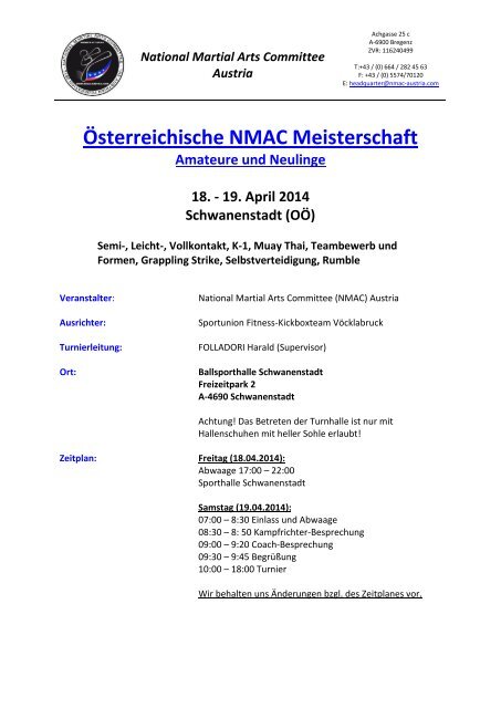 + Ausschreibung (.pdf) - NMAC-Austria