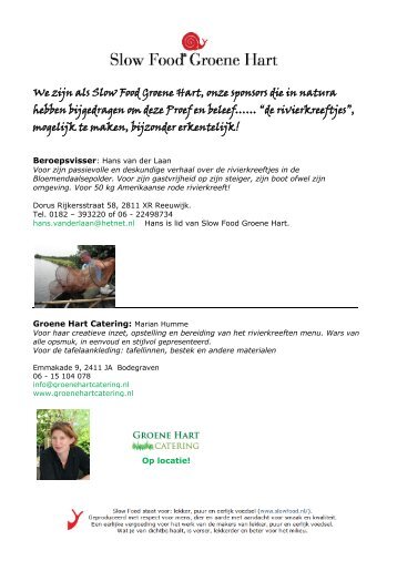 De sponsoren van dit evenement op een rij - Slow Food Nederland