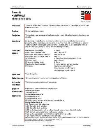 Baumit HaftMörtel Mineralno ljepilo