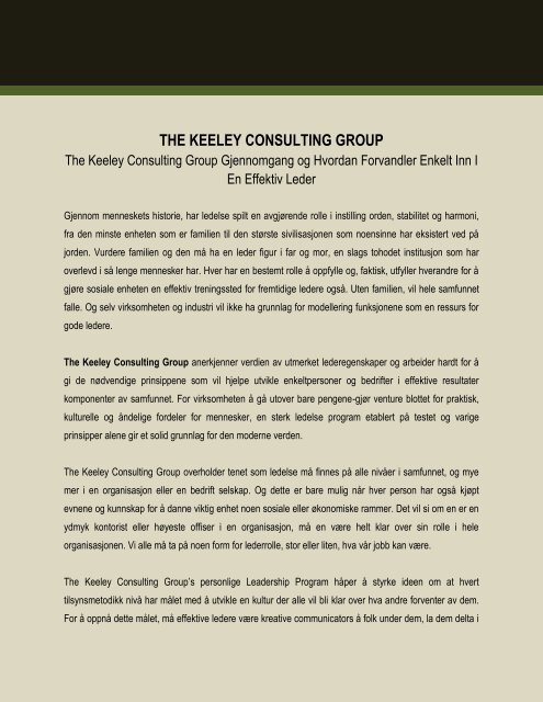 The Keeley Consulting Group Gjennomgang og Hvordan Forvandler Enkelt Inn I En Effektiv Leder