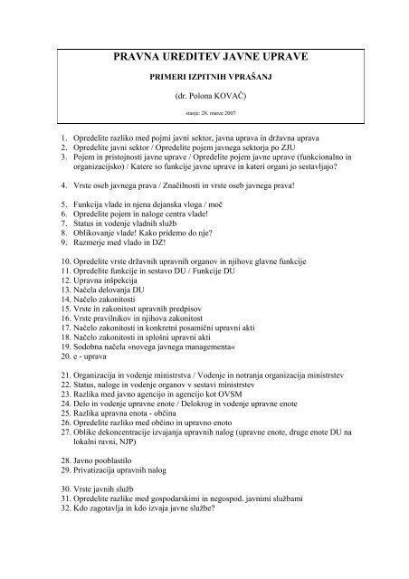PRAVNA UREDITEV JAVNE UPRAVE