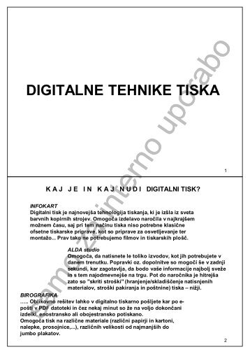 digitalne tehnike tiska - Student Info