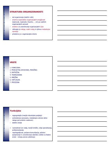 STRUKTURA ORGANIZIRANOSTI VRSTE Funkcijska - Student Info