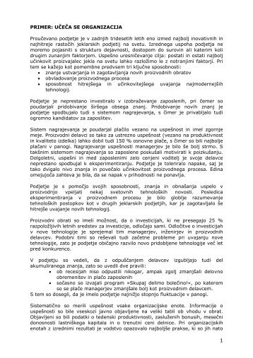 PRIMER: UÄEÄA SE ORGANIZACIJA ProuÄevano ... - Student Info