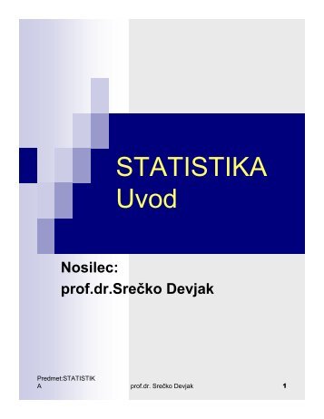 STATISTIKA Uvod - Student Info