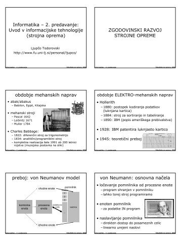 Informatika â 2. predavanje: Uvod v informacijske ... - Student Info