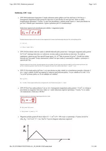 Indukcija, LRC vezja - Student Info